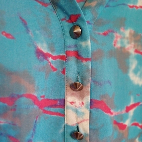 Rory Beca popover sheer abstract watercolor blouse - Picture 5 of 9